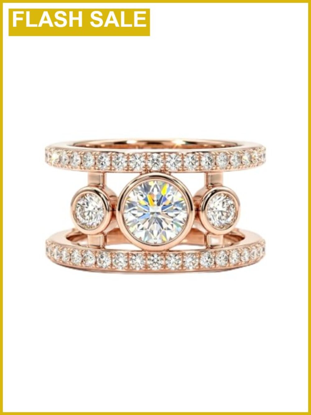 14K Gold Plated Ring Cover with Cubic Zirconia - Stacking Ring for Oura Ring